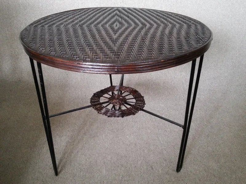 Pamono French Rattan and Iron Bistro Table, 1950s> Garden Tables