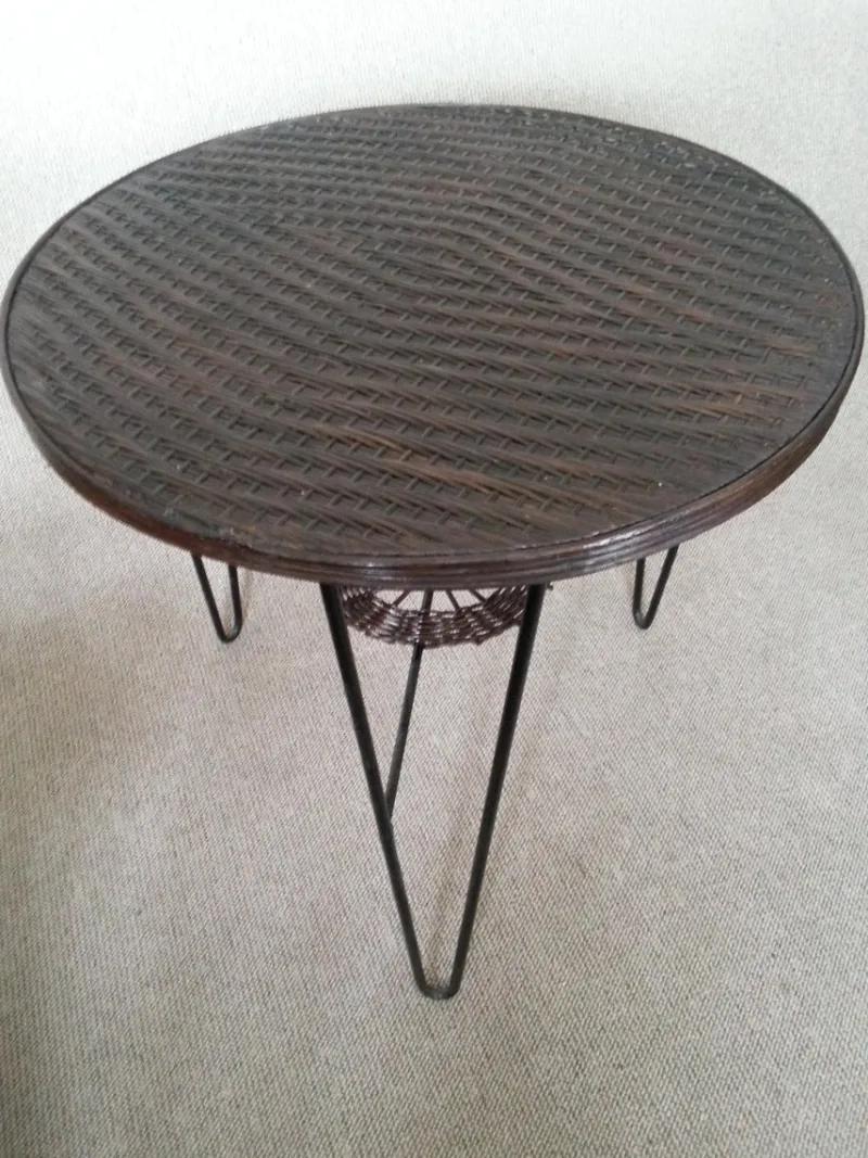 Pamono French Rattan and Iron Bistro Table, 1950s> Garden Tables