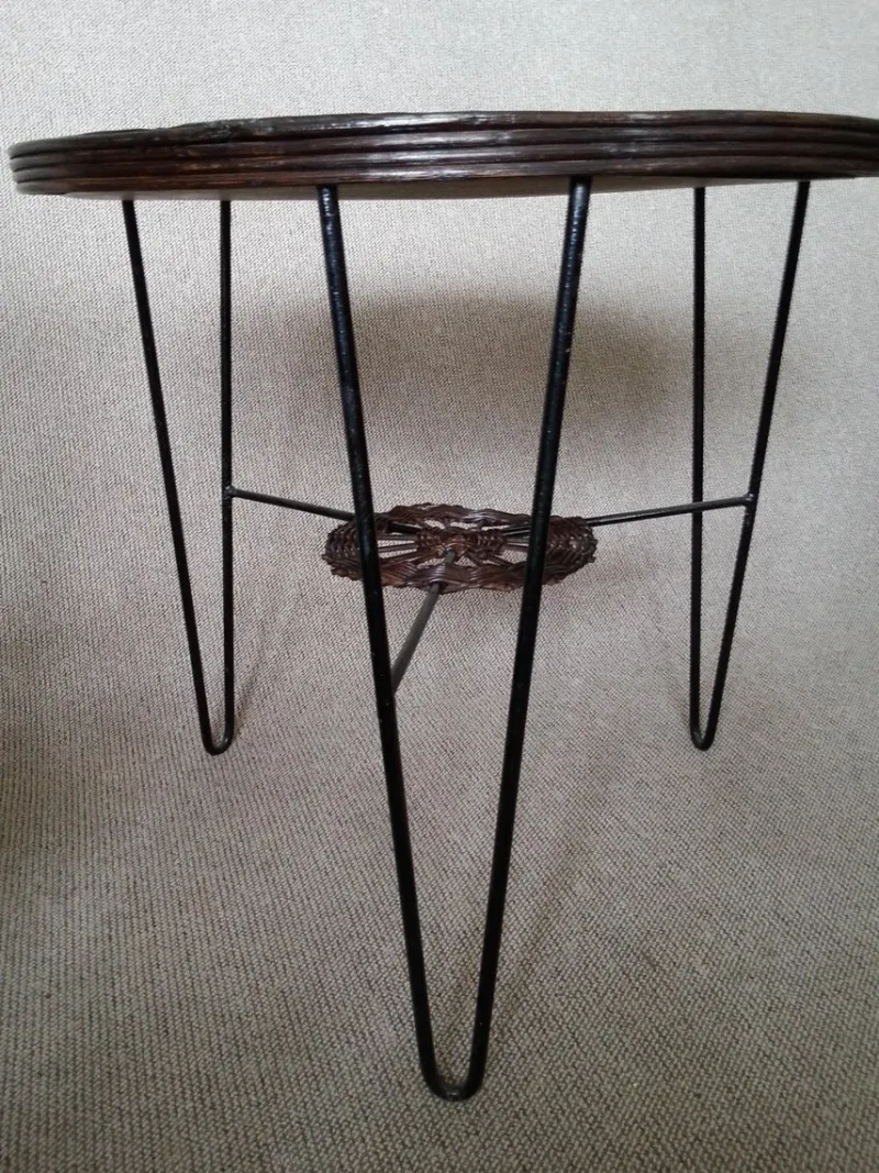 Pamono French Rattan and Iron Bistro Table, 1950s> Garden Tables