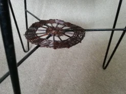 Pamono French Rattan and Iron Bistro Table, 1950s><noscript><img width=