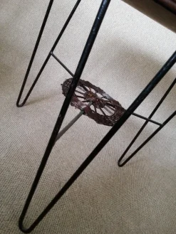 Pamono French Rattan and Iron Bistro Table, 1950s><noscript><img width=