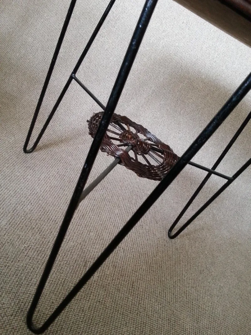 Pamono French Rattan and Iron Bistro Table, 1950s> Garden Tables