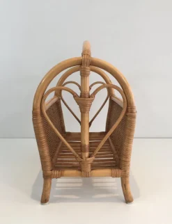 Hot Pamono French Rattan Magazine Rack, 1970s