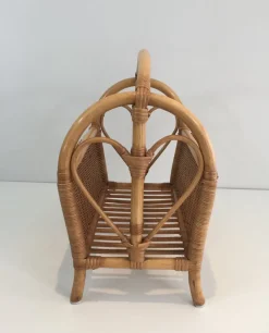 Hot Pamono French Rattan Magazine Rack, 1970s