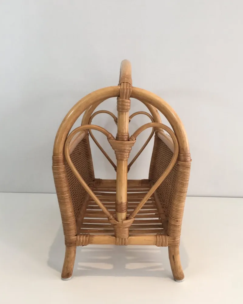 Hot Pamono French Rattan Magazine Rack, 1970s