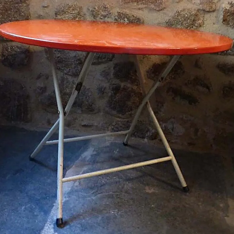 Pamono French Red Foldable Metal Table
