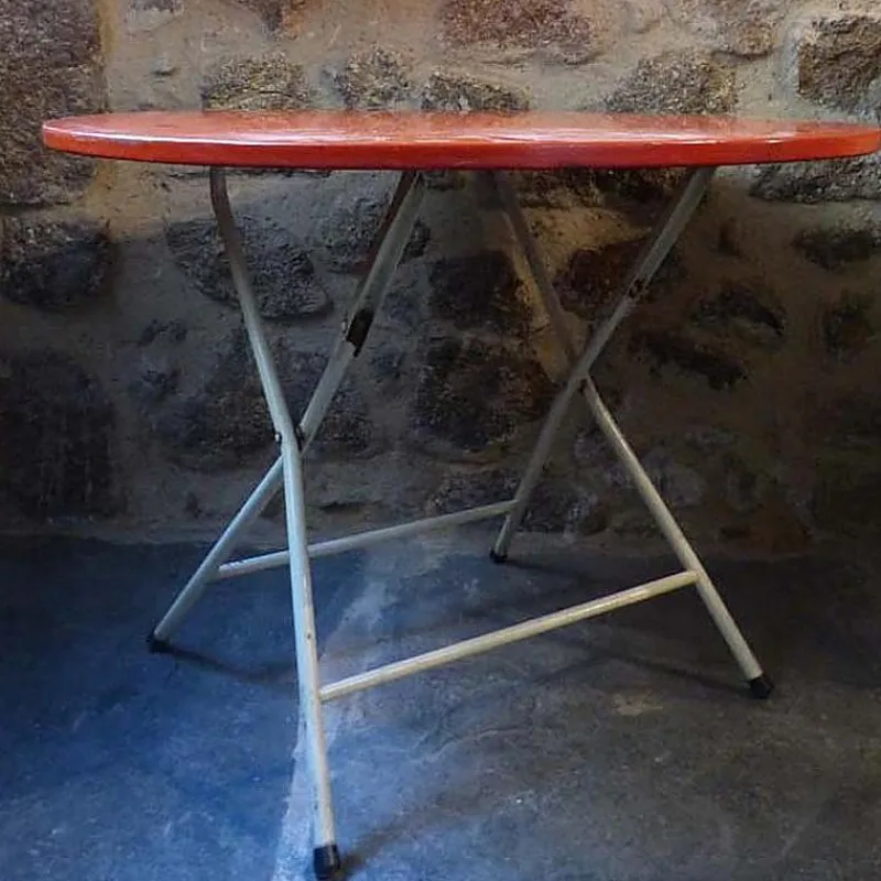 Pamono French Red Foldable Metal Table