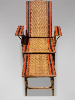 New Pamono French Riviera Chaise Lounge in Bamboo and Rattan, 1910