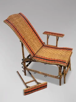 New Pamono French Riviera Chaise Lounge in Bamboo and Rattan, 1910