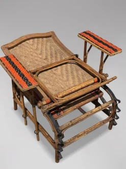 New Pamono French Riviera Chaise Lounge in Bamboo and Rattan, 1910