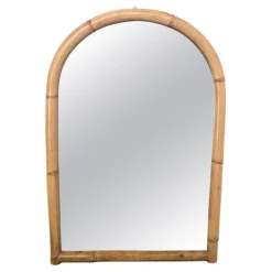 Outlet Pamono French Riviera Style Bamboo Rattan Arched Wall Mirror, Italy, 1960s