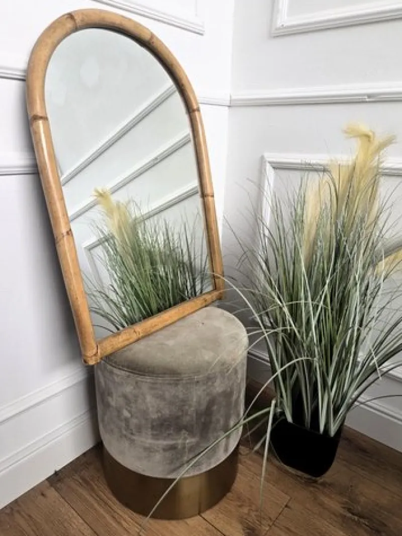 Outlet Pamono French Riviera Style Bamboo Rattan Arched Wall Mirror, Italy, 1960s