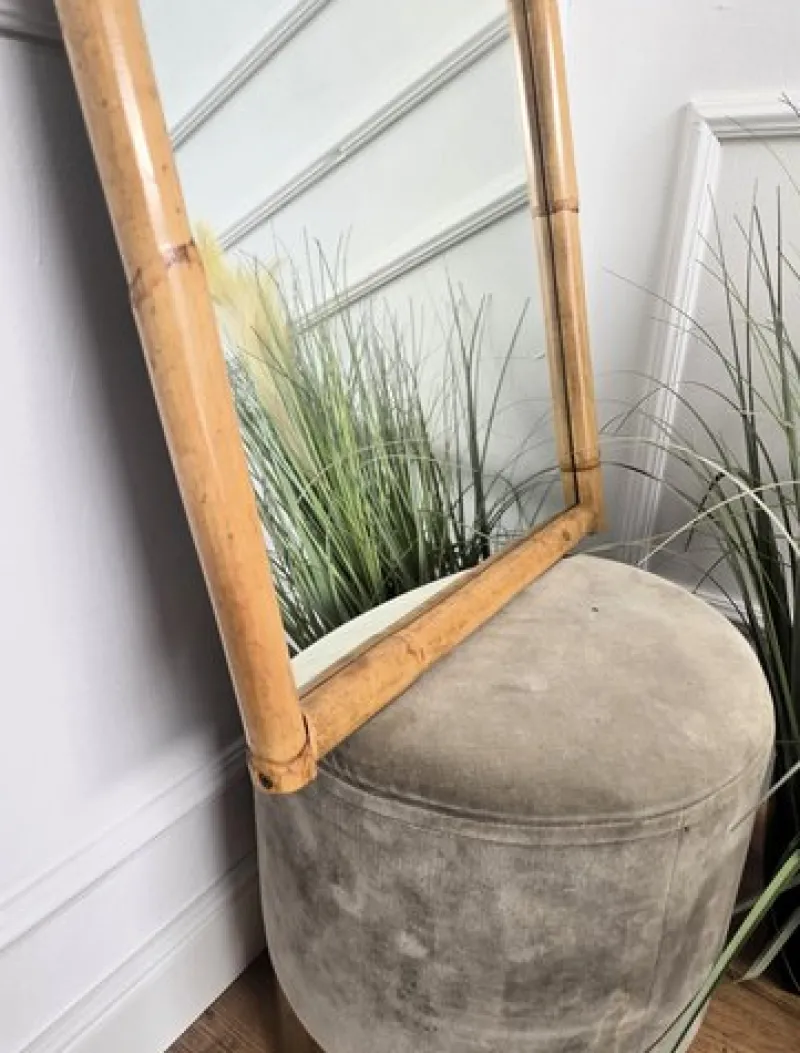 Outlet Pamono French Riviera Style Bamboo Rattan Arched Wall Mirror, Italy, 1960s