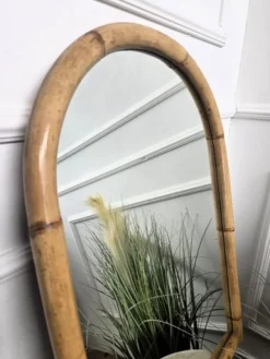 Outlet Pamono French Riviera Style Bamboo Rattan Arched Wall Mirror, Italy, 1960s