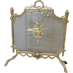 Pamono French Rococo Brass Fire Guard> Fireplaces And Mantels
