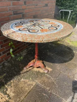 New Pamono French Round Bistro Garden Table, 1920s