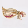 Best Pamono French Ruby, Diamonds and 18 Karat Yellow Gold Brooch, 1960s