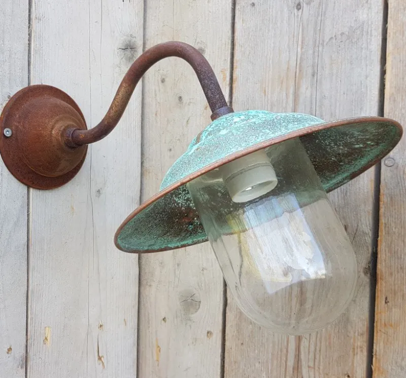 Pamono French Rusty Outdoor Copper Barn Lamp Light> Garden Lighting
