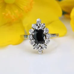 Best Pamono French Sapphire and Diamonds Ring in 18 Karat White Gold, 1970s