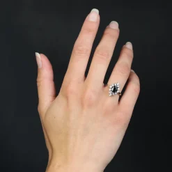 Best Pamono French Sapphire and Diamonds Ring in 18 Karat White Gold, 1970s