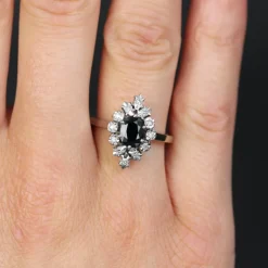 Best Pamono French Sapphire and Diamonds Ring in 18 Karat White Gold, 1970s