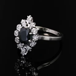 Best Pamono French Sapphire and Diamonds Ring in 18 Karat White Gold, 1970s