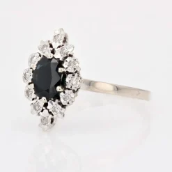 Best Pamono French Sapphire and Diamonds Ring in 18 Karat White Gold, 1970s