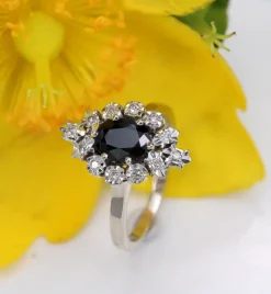 Best Pamono French Sapphire and Diamonds Ring in 18 Karat White Gold, 1970s