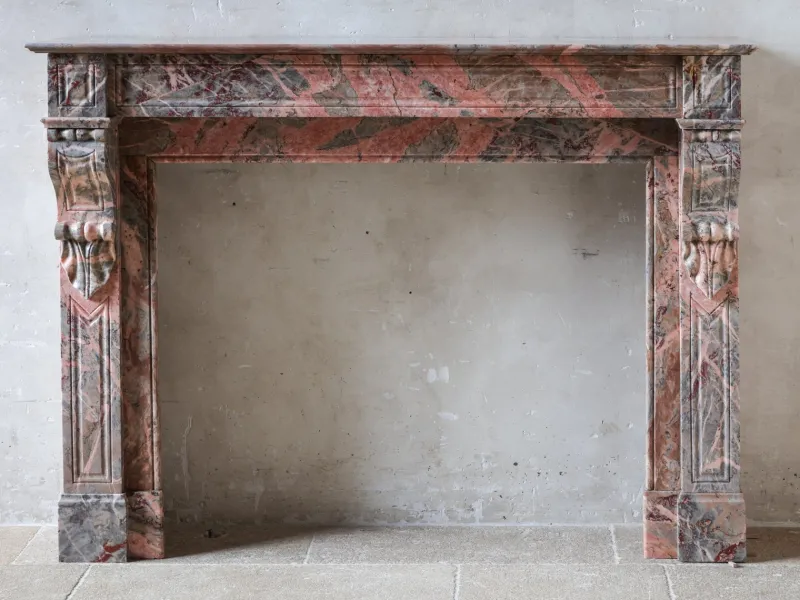 Pamono French Sarrancolin Marble Modillion Fireplace, 1890s> Fireplaces And Mantels