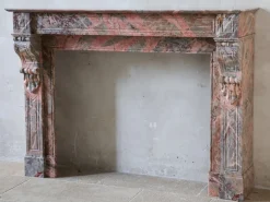 Pamono French Sarrancolin Marble Modillion Fireplace, 1890s> Fireplaces And Mantels