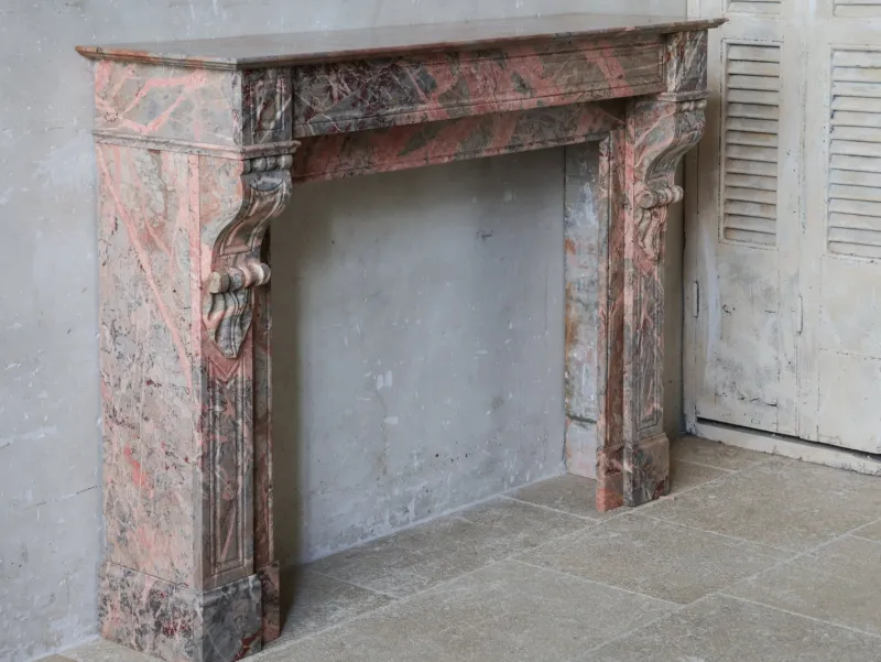 Pamono French Sarrancolin Marble Modillion Fireplace, 1890s> Fireplaces And Mantels