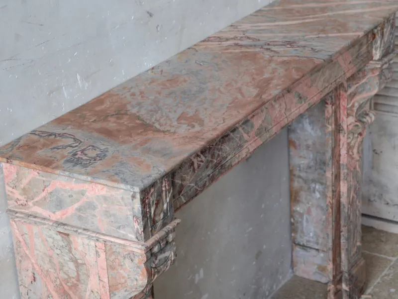 Pamono French Sarrancolin Marble Modillion Fireplace, 1890s> Fireplaces And Mantels