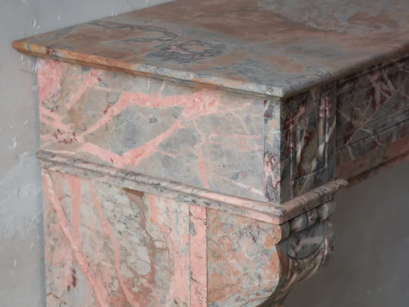 Pamono French Sarrancolin Marble Modillion Fireplace, 1890s> Fireplaces And Mantels