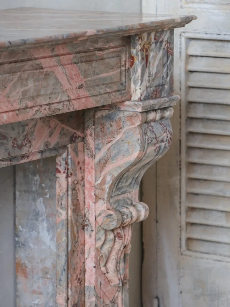 Pamono French Sarrancolin Marble Modillion Fireplace, 1890s> Fireplaces And Mantels