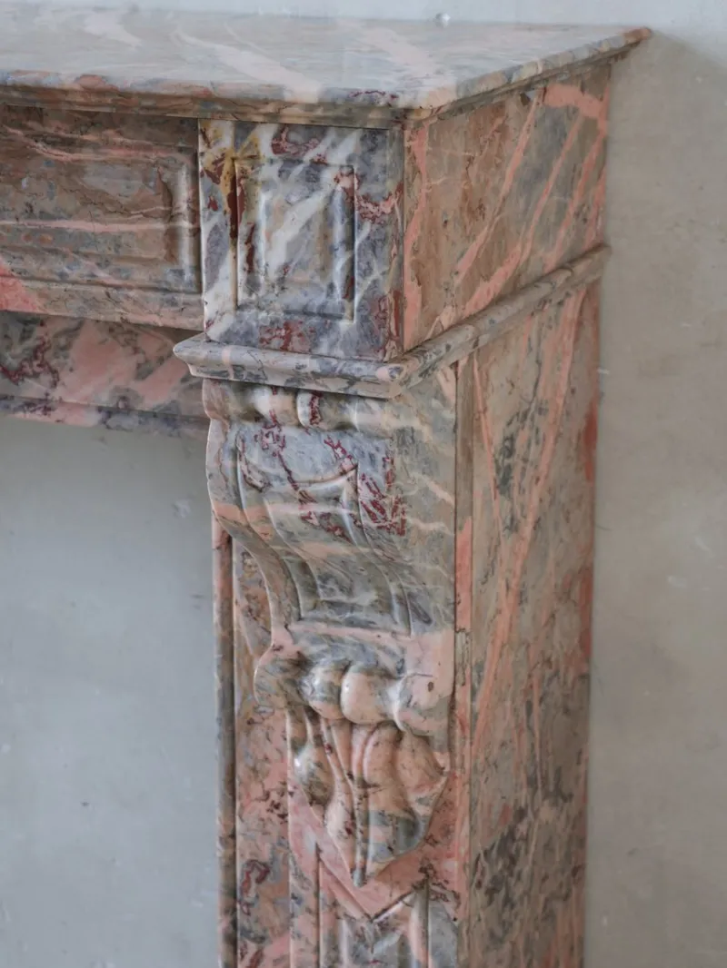 Pamono French Sarrancolin Marble Modillion Fireplace, 1890s> Fireplaces And Mantels
