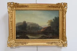 Pamono French School Artist, Le Lavoir, Oil on Canvas, 19th Century, Framed><noscript><img width=