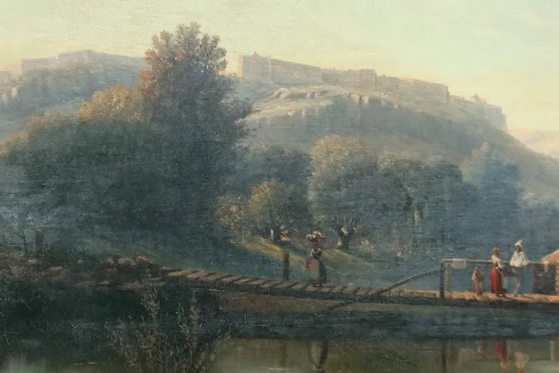 Pamono French School Artist, Le Lavoir, Oil on Canvas, 19th Century, Framed> Classical