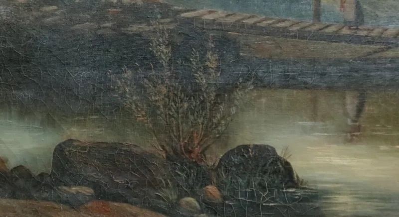 Pamono French School Artist, Le Lavoir, Oil on Canvas, 19th Century, Framed> Classical