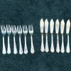 Pamono French Silver Plated Fish Cultery Filets Pattern by Sfam Lorfèvrerie De Chambly, 1920, Set of 12> Cutlery & Serving Utensils