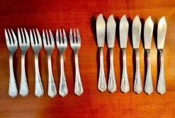 Pamono French Silver Plated Fish Cultery Filets Pattern by Sfam Lorfèvrerie De Chambly, 1920, Set of 12><noscript><img width=