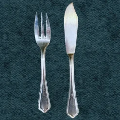 Pamono French Silver Plated Fish Cultery Filets Pattern by Sfam Lorfèvrerie De Chambly, 1920, Set of 12><noscript><img width=