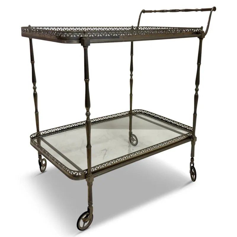 Pamono French Silvered Drinks Trolley, 1960s> Serving Bar Carts & Trolleys