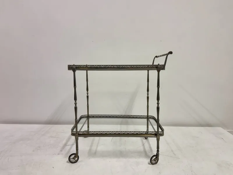 Pamono French Silvered Drinks Trolley, 1960s> Serving Bar Carts & Trolleys