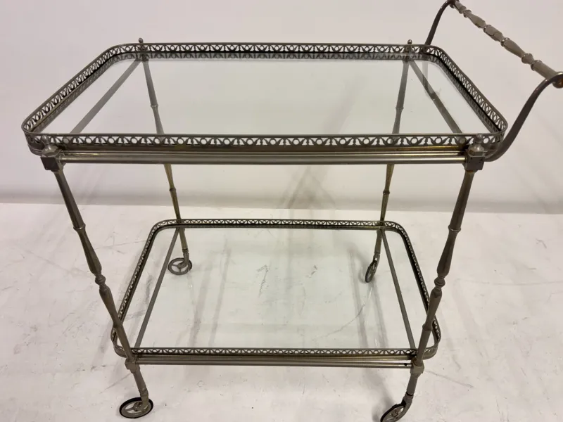 Pamono French Silvered Drinks Trolley, 1960s> Serving Bar Carts & Trolleys