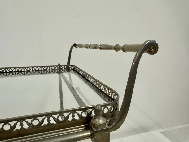Pamono French Silvered Drinks Trolley, 1960s> Serving Bar Carts & Trolleys