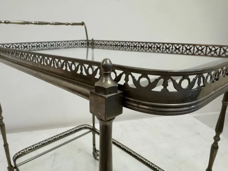 Pamono French Silvered Drinks Trolley, 1960s> Serving Bar Carts & Trolleys