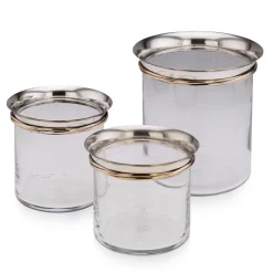 Pamono French Silver-Mounted Glass Ice Buckets & Champagne Cooler by Cartier, 1990s, Set of 3> Ice Buckets & Wine Coolers