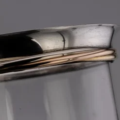 Pamono French Silver-Mounted Glass Ice Buckets & Champagne Cooler by Cartier, 1990s, Set of 3><noscript><img width=