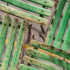 Pamono French Slatted Green Outdoor Folding Chairs, 1950s, Set of 4> Garden Seating