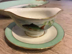 Pamono French Table Service in Hand-Painted Limoges Porcelain, 1950s, Set of 15><noscript><img width=